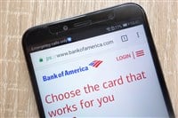 Bank of America Corp. website displayed on a modern smartphone — Stock Editorial Photography