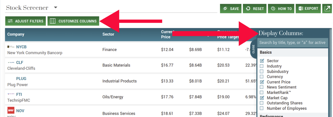 stock screening on MarketBeat last step